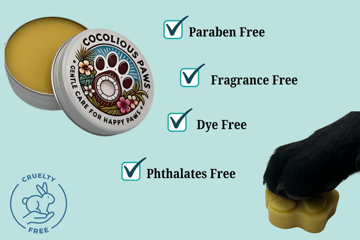 All-Natural Pet Balm for Soothing & Protection – Paws, Nose & Cracked Skin, 2oz Tin or Balm Bar